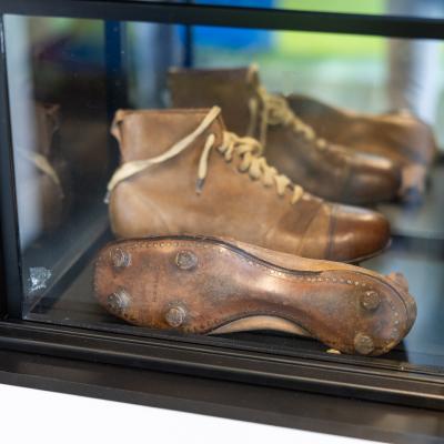 Cleats Historical cleats on display in the volunteer centre