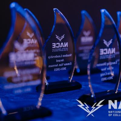 NACE awards lined up on a table