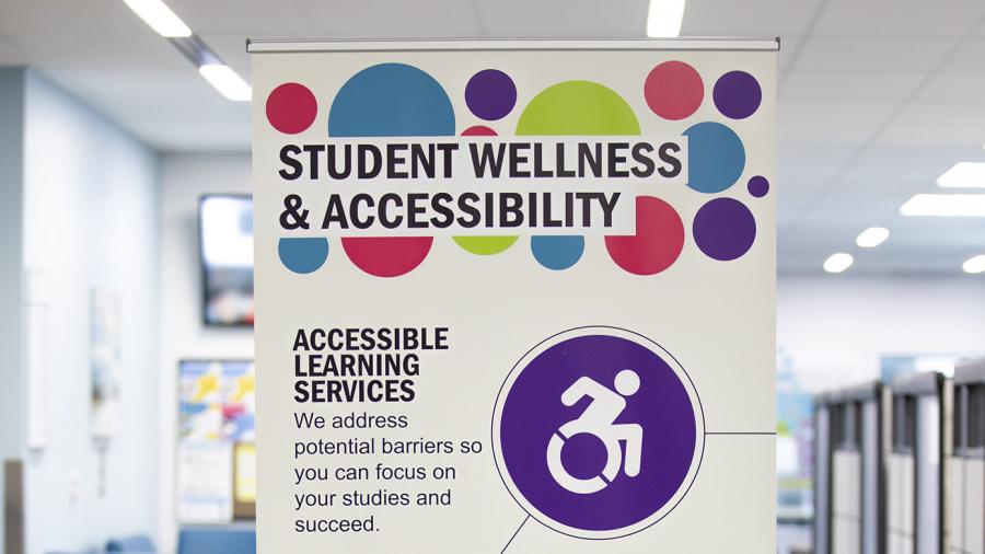 A banner that reads Student Wellness & Accessibility with information about services on it.