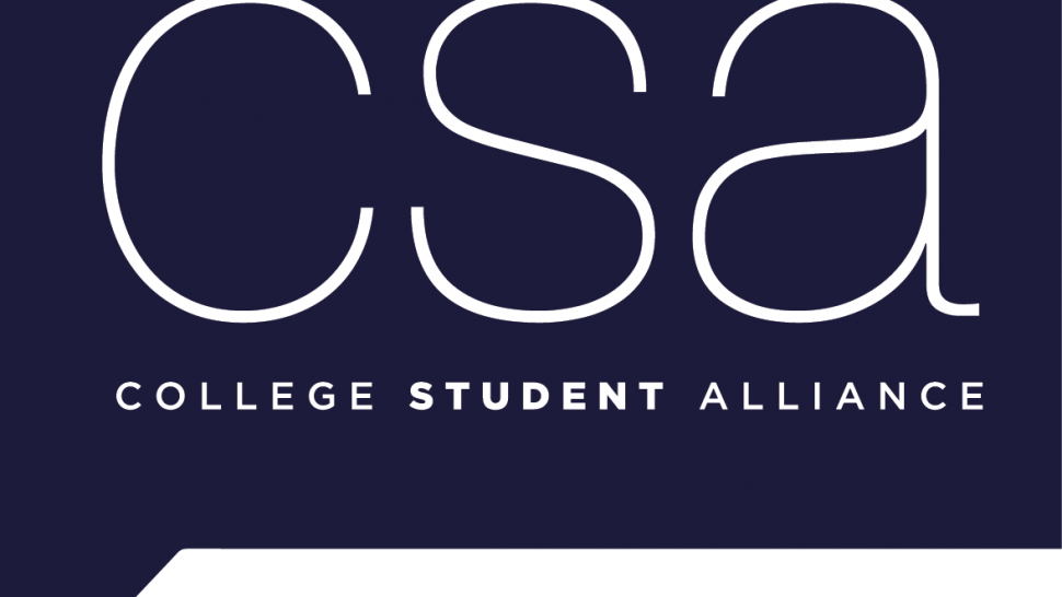 The College Student Alliance logo reads "csa" in white in front of a blue background speech bubble 