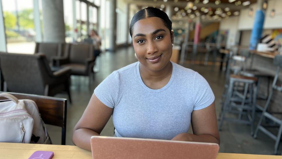 More than a dozen of Humber Polytechnic’s micro-credential offerings became eligible for Ontario Student Assistance Program (OSAP) funding earlier this year. A person sits in front of a laptop computer.