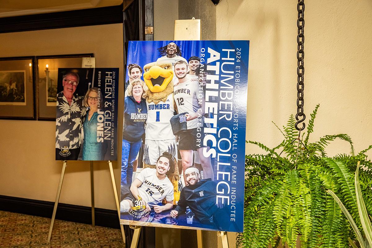 A poster that has a collage of Humber Polytechnic student athletes on it.