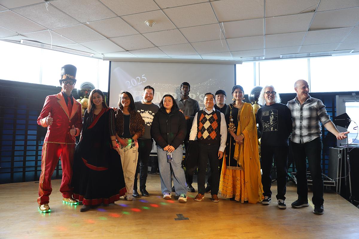 The Humber community raised more than $6,000 as part of the second annual Humber’s Got Talent event. A group of people stand together on a stage.