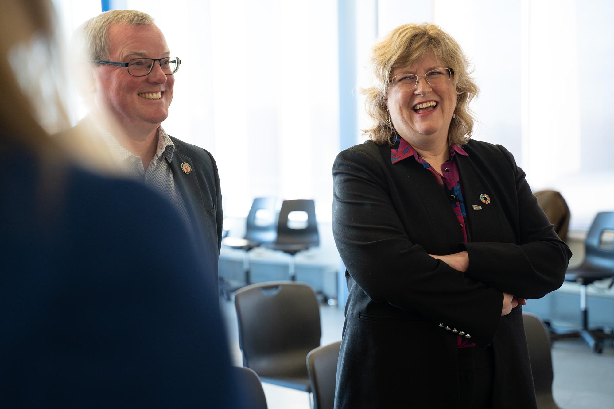 Humber College President and CEO Dr. Ann Marie Vaughan smiles and laughs.