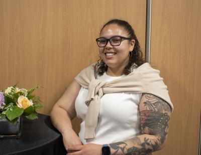 Humber College Cosmetic Management student Amanda Glean smiles for a photograph.