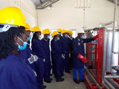 | Industrial Plant Operations and Maintenance students are introduced to parts of the boiler/steam plant.