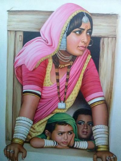 One of the Juror Picks from the Humber Student Art Show, Unnati Mundegesara Krishnamurthy’s “Indian Rural Women.”