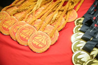 Medals made from moose hide and Indigenous beadwork were given as gifts in recognition of the Moose Hide Campaign
