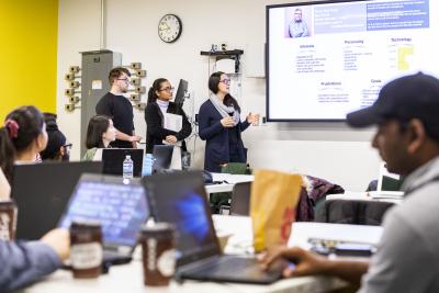 Students present their ideas at the Humber-Siemens Hackathon