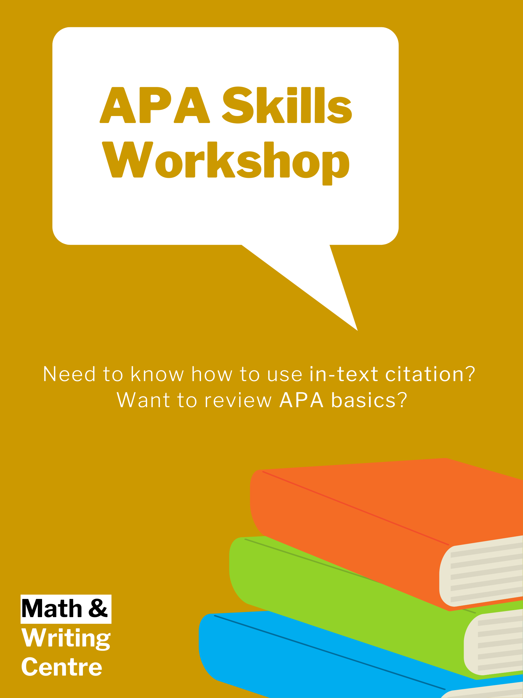 "APA Skills Workshop" in a speech bubble