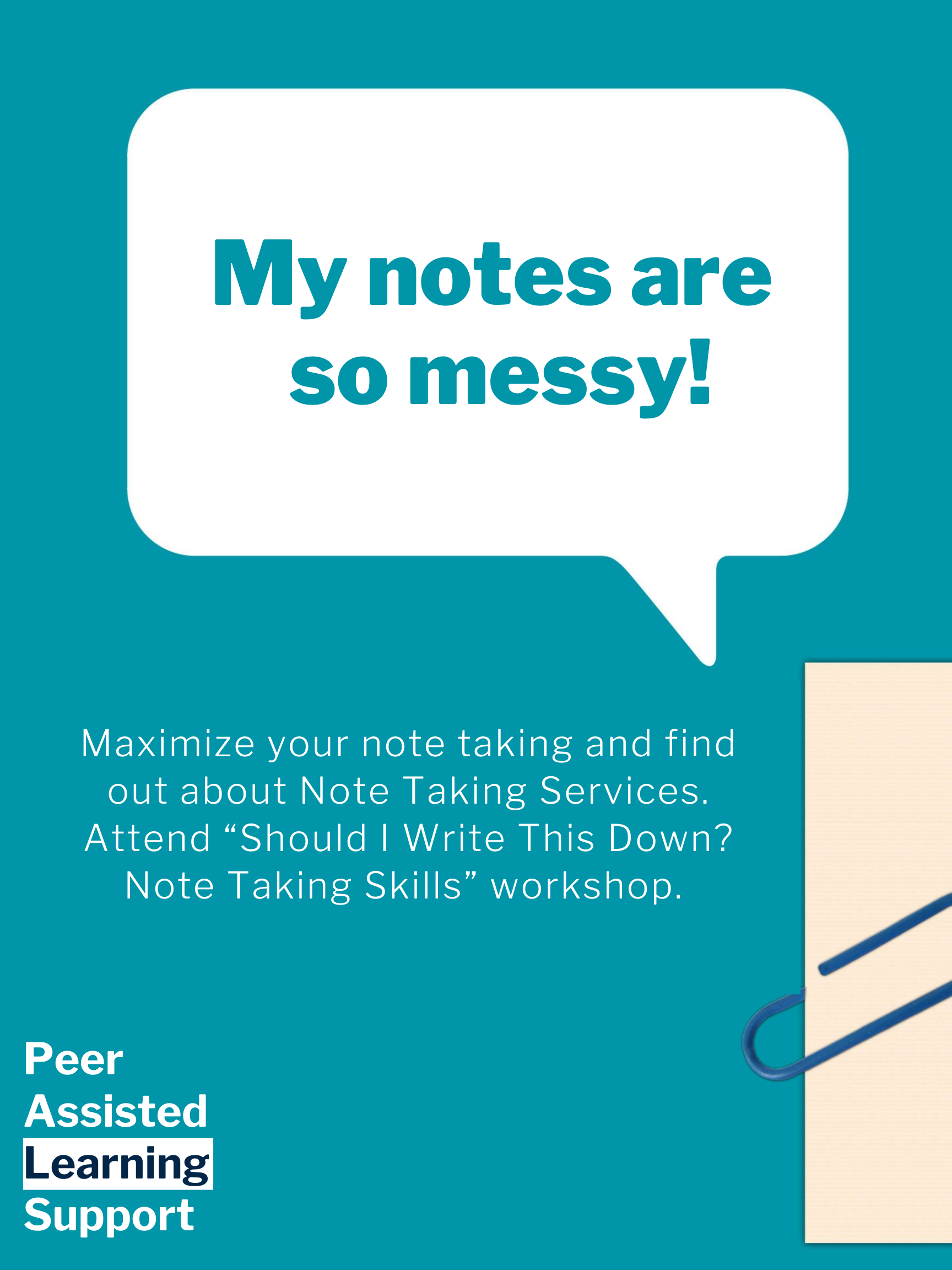 "My notes are so messy!" in a speech bubble